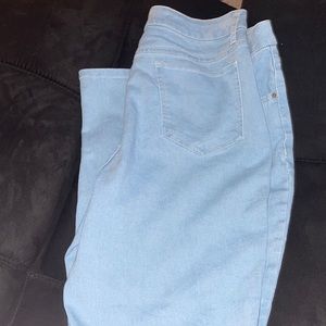 light blue stretchy jeans